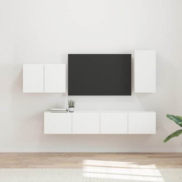 TV falit kabinet szett Falra szerelhető 4 pcs Fehér Faanyag