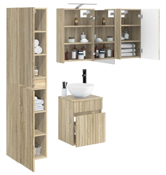 Fürdőszobai Szekrény Szett 5 pcs Sonoma Tölgy 43 x 16 x 62,5 cm