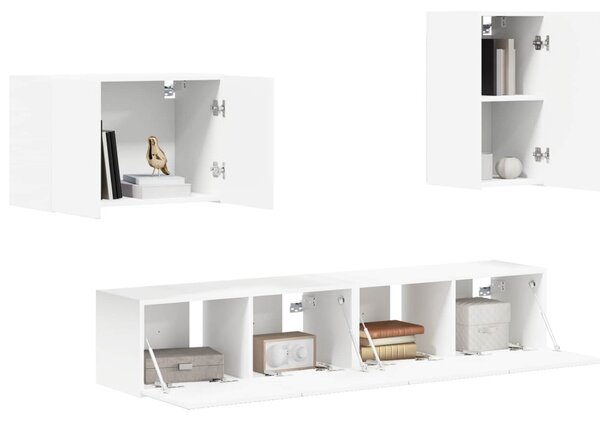 TV falit kabinet szett Falra szerelhető 4 pcs Fehér Faanyag