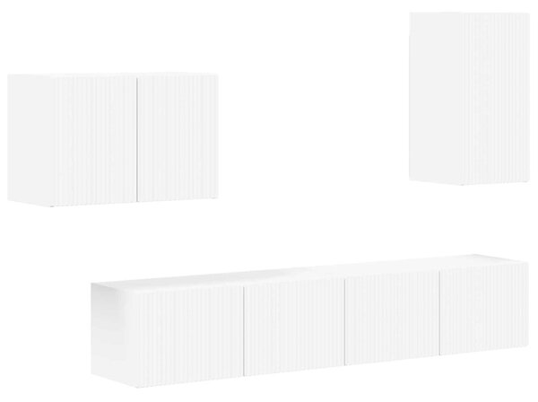 TV falit kabinet szett Falra szerelhető 4 pcs Fehér Faanyag