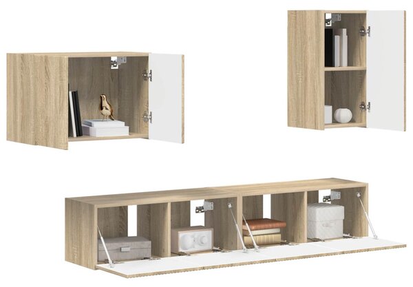 TV falit kabinet szett 4 pcs Sonoma tölgy Faanyag