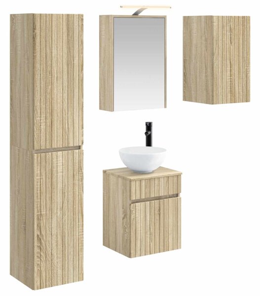 Fürdőszobai Szekrény Szett 5 pcs Sonoma Tölgy 43 x 16 x 62,5 cm