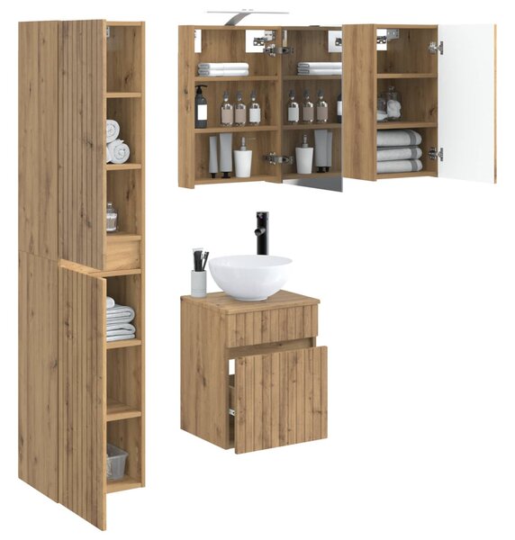 Fürdőszobai Szekrény Szett 5 pcs Kézműves Tölgy