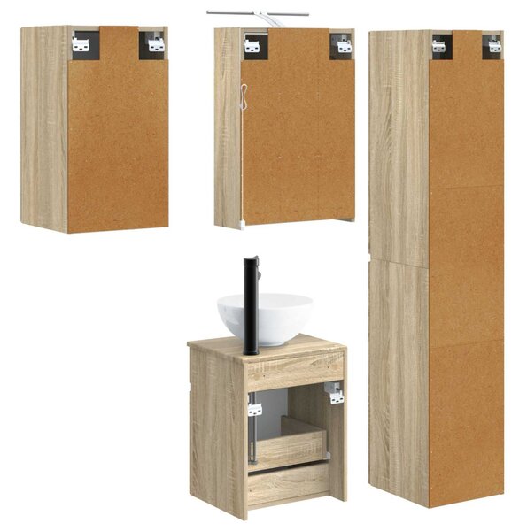 Fürdőszobai Szekrény Szett 5 pcs Sonoma Tölgy 43 x 16 x 62,5 cm