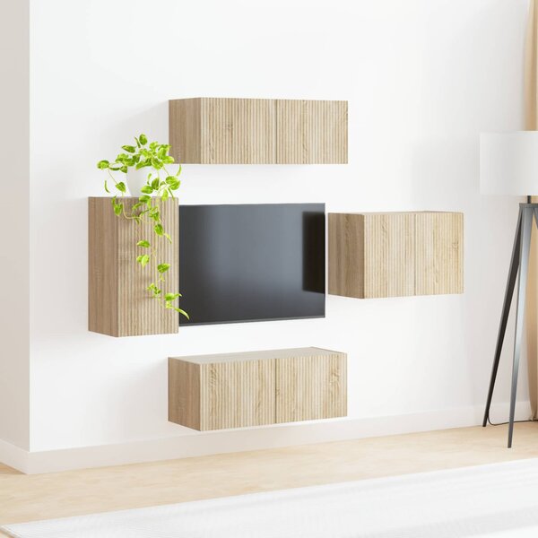 TV falit kabinet szett 4 pcs Sonoma tölgy Faanyag