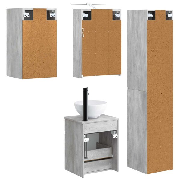 Fürdőszobai Szekrény Szett 5 pcs Betonszürke 43 x 16 x 62,5 cm