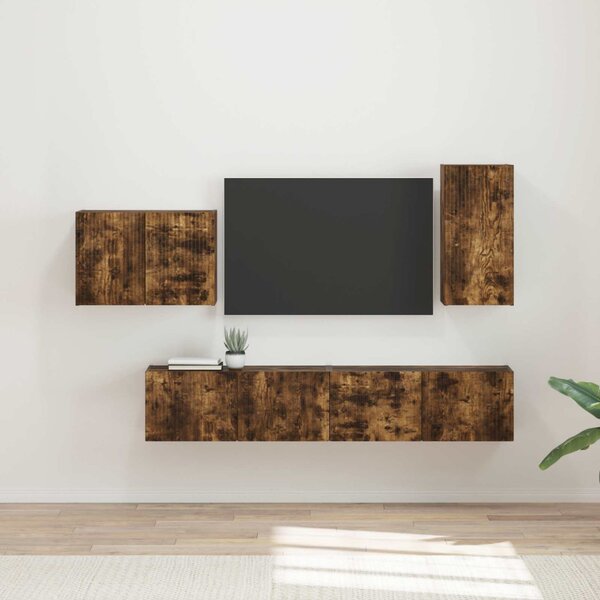 TV falit kabinet szett 4 pcs Füstölt tölgy Faanyag