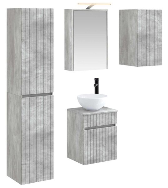 Fürdőszobai Szekrény Szett 5 pcs Betonszürke 43 x 16 x 62,5 cm