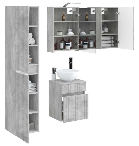 Fürdőszobai Szekrény Szett 5 pcs Betonszürke 43 x 16 x 62,5 cm