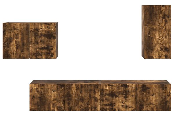 TV falit kabinet szett 4 pcs Füstölt tölgy Faanyag