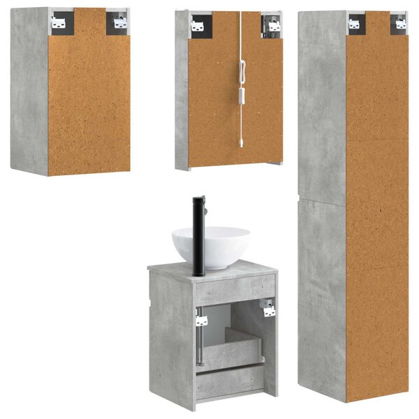 Fürdőszobai Szekrény Szett 5 pcs Betonszürke