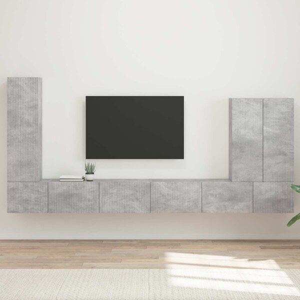 TV falit kabinet szett Falra szerelhető 6 pcs Beton Szürke