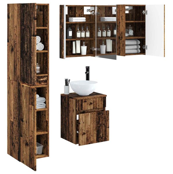 Fürdőszobai Szekrény Szett 5 pcs Antik Fa 43 x 11,5 x 60,5 cm