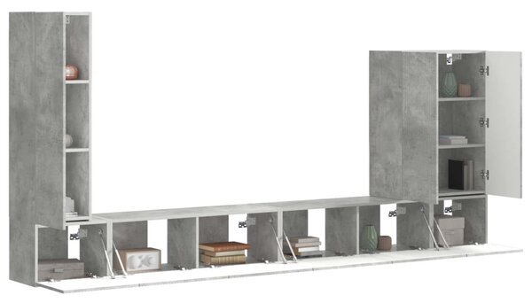 TV falit kabinet szett Falra szerelhető 6 pcs Beton Szürke