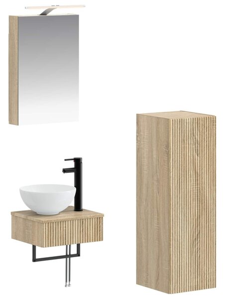Fürdőszobai Szekrény Szett 4 pcs Sonoma Tölgy