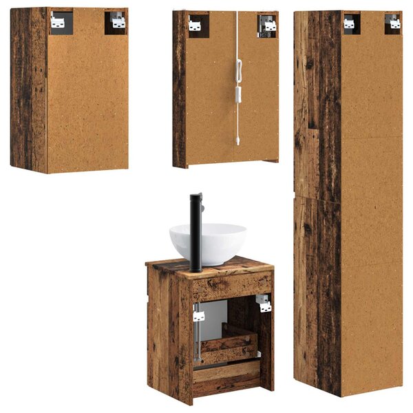 Fürdőszobai Szekrény Szett 5 pcs Antik Fa 43 x 11,5 x 60,5 cm