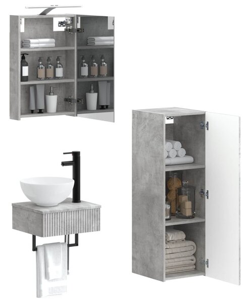 Fürdőszobai Szekrény Szett 4 pcs Betonszürke
