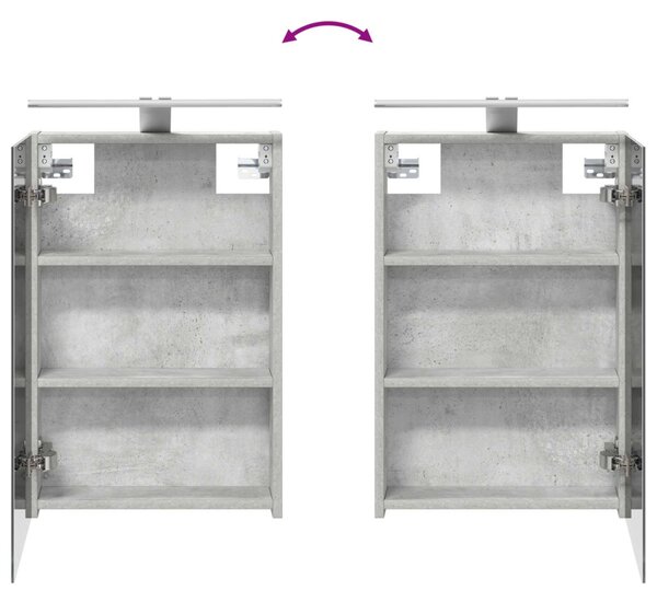 Fürdőszoba bútor szett 4 pcs Betonszürke Szerelt fa és Üveg