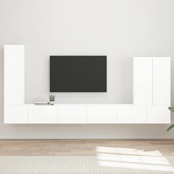 TV falit kabinet szett Falra szerelhető 6 pcs Magas Fényű Fehér