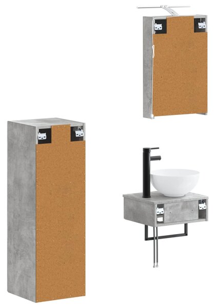 Fürdőszobai Szekrény Szett 4 pcs Betonszürke