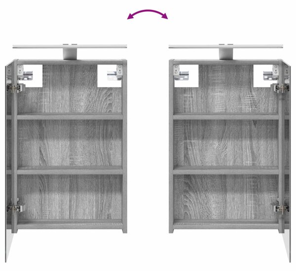 Fürdőszoba bútor szett 4 pcs Szürke Sonoma Szerelt fa és Üveg