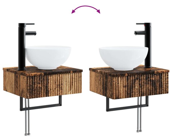 Fürdőszobai Szekrény Szett 4 pcs Antik Fa 43 x 11,5 x 60,5 cm