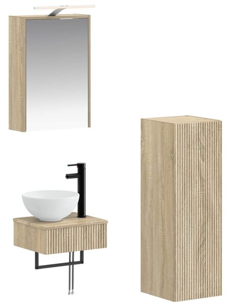 Fürdőszobai Szekrény Szett 4 pcs Sonoma Tölgy 43 x 16 x 62,5 cm