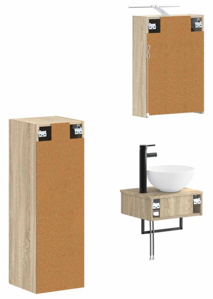 Fürdőszobai Szekrény Szett 4 pcs Sonoma Tölgy 43 x 16 x 62,5 cm