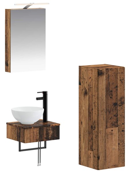 Fürdőszobai Szekrény Szett 4 pcs Antik Fa 40 x 10,5 x 60,5 cm