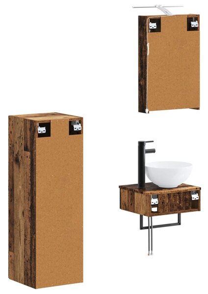 Fürdőszobai Szekrény Szett 4 pcs Antik Fa 40 x 10,5 x 60,5 cm