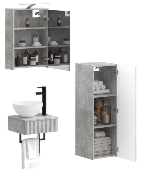 Fürdőszobai Szekrény Szett 4 pcs Betonszürke 43 x 16 x 62,5 cm