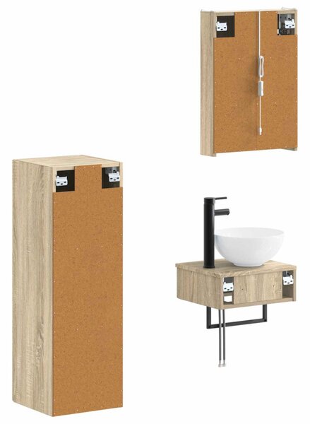 Fürdőszobai Szekrény Szett 4 pcs Sonoma Tölgy