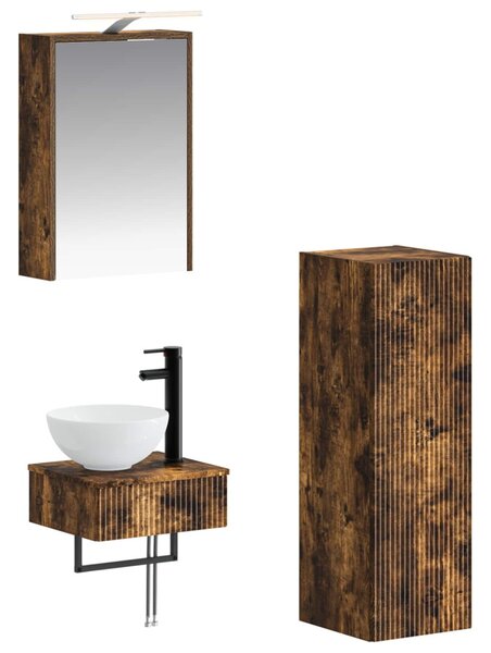 Fürdőszobai Szekrény Szett 4 pcs Füstös Tölgy 43 x 16 x 62,5 cm