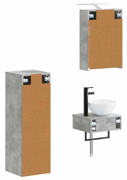 Fürdőszobai Szekrény Szett 4 pcs Betonszürke 43 x 16 x 62,5 cm