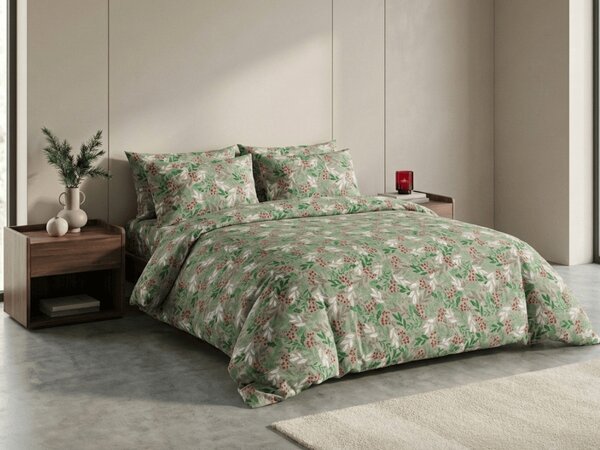 Flanel ágynemű PINEFLOR zöld Ágyneműhuzat mérete: 70 x 90 cm | 140 x 200 cm