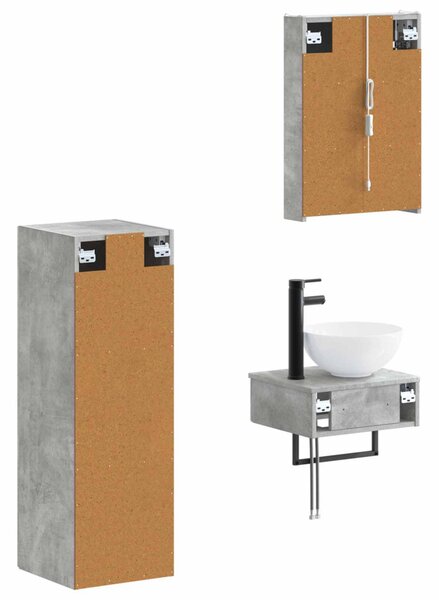 Fürdőszobai Szekrény Szett 4 pcs Betonszürke
