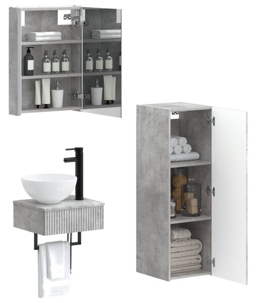 Fürdőszobai Szekrény Szett 4 pcs Betonszürke