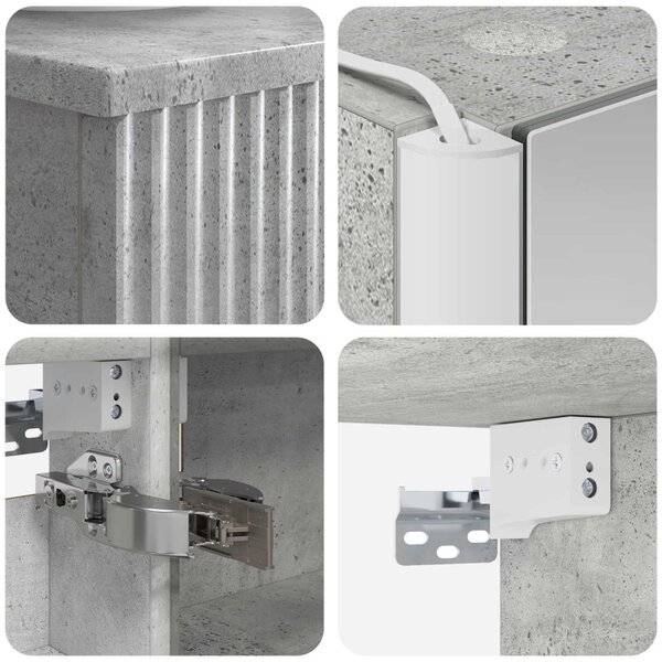 Fürdőszobai Szekrény Szett 4 pcs Betonszürke