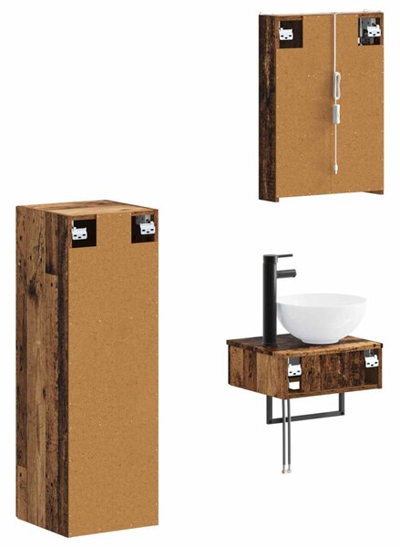 Fürdőszobai Szekrény Szett 4 pcs Antik Fa 43 x 11,5 x 60,5 cm