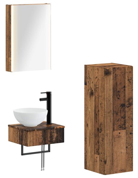 Fürdőszobai Szekrény Szett 4 pcs Antik Fa 43 x 11,5 x 60,5 cm