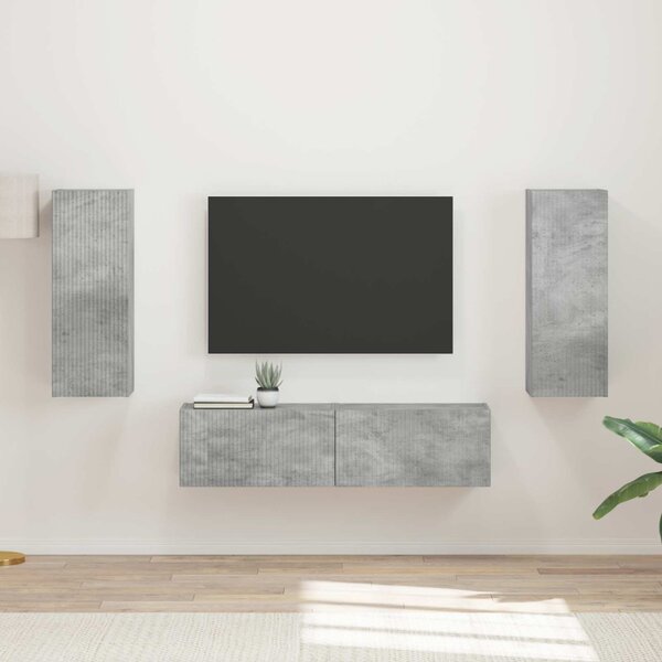 TV szekrény garnitúra 2 db Beton Szürke Szerelt Fa