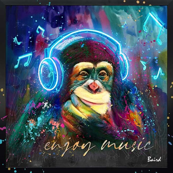 Élvezd a zenét! - kézzel átfestett olajfestmény LED világítással