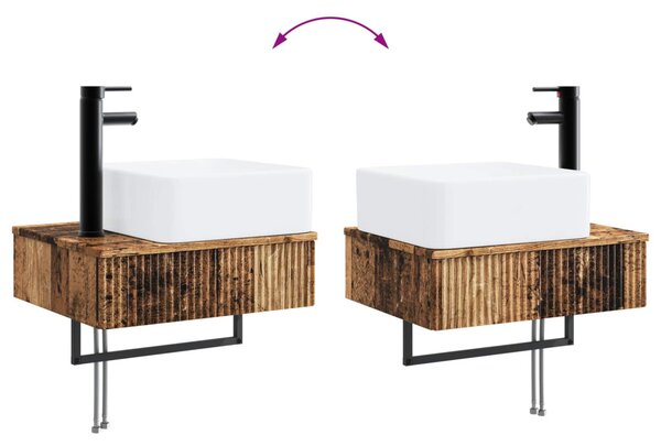 Fürdőszobai Szekrény Szett 4 pcs Antik Fa 50 x 14,5 x 70 cm
