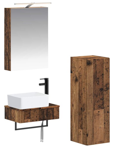 Fürdőszobai Szekrény Szett 4 pcs Antik Fa 50 x 14,5 x 70 cm