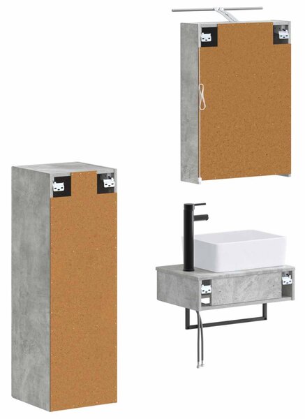 Fürdőszobai Szekrény Szett 4 pcs Betonszürke 50 x 14,5 x 70 cm