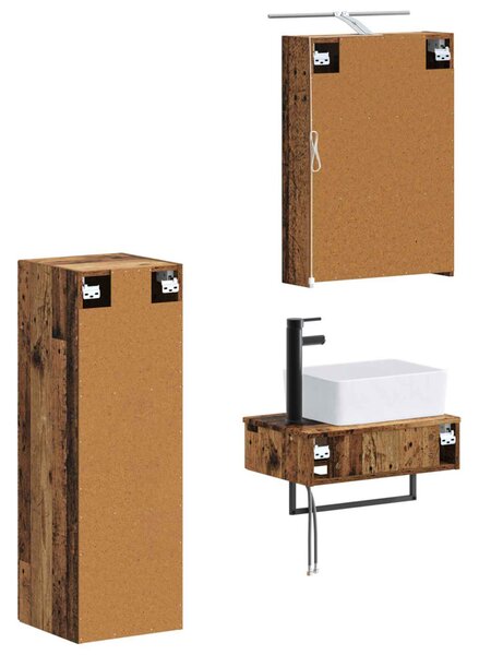 Fürdőszobai Szekrény Szett 4 pcs Antik Fa 50 x 14,5 x 70 cm