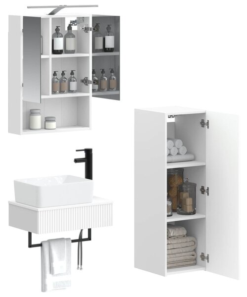 Fürdőszobai Szekrény Szett 4 pcs Fehér 50 x 14,5 x 70 cm