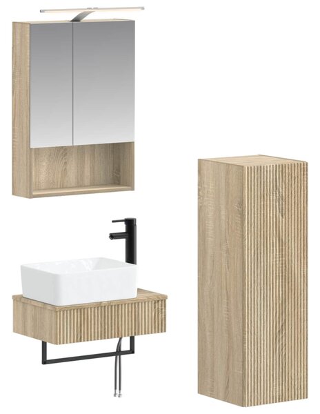 Fürdőszobai Szekrény Szett 4 pcs Sonoma Tölgy 50 x 14,5 x 70 cm