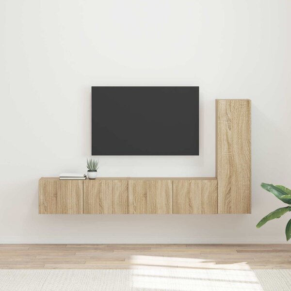 TV szekrény garnitúra 3 pcs Sonoma tölgy Faanyag