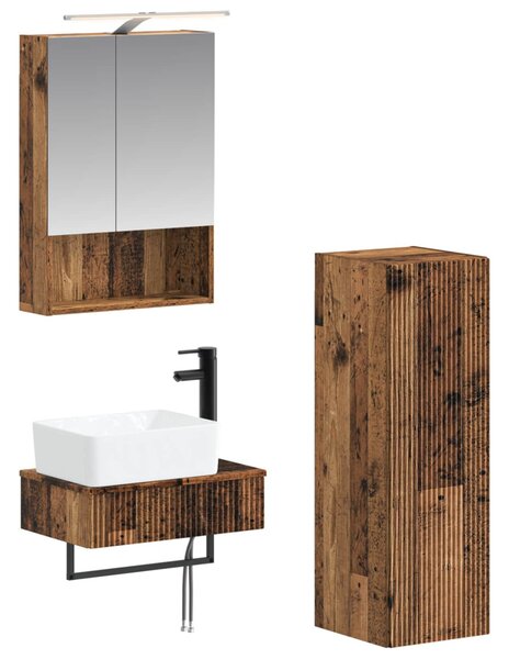 Fürdőszobai Szekrény Szett 4 pcs Antik Fa 50 x 14,5 x 70 cm